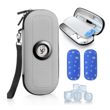 Insulin Cooler Diabetes Travel Case with Thermometer Temperature Display, Refrigerated Medication Travel Bag Gray
