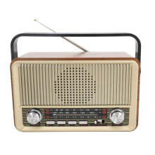 Draagbare Houten Retro -Luidspreker met Radio (FM/AM/SW), TF-Kaartlezer, USB-Aansluiting en MP3-Muziekspeler
