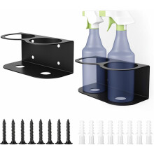 2 Pack SprayBottle Holder Wall Mount, Metal Aerosol SprayCan Holder Rack Organizer with Double Holes for Garage Home