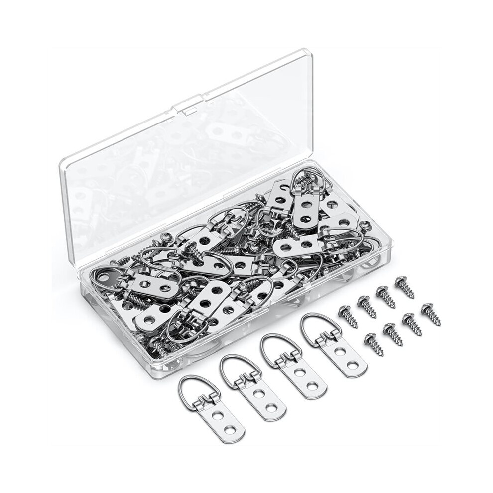 60 Pcs D Ring Picture Hangers With Screws, 18 Kg Load Heavy Duty Picture Hanging Hardware, Double Holes Picture Hooks 6033393002515