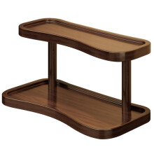 Double Layer Desktop Coffee Station Organizer, Bamboo Wood Countertop Storage Shelf for Kitchen, Mugs, Spices