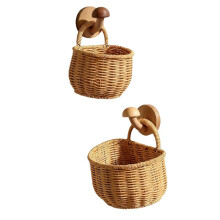 2 Pack Wall Hanging Rattan Baskets,Hand-Woven Storage Basket,Wall Hanging Baskets for Kitchen,Washable Decorative Basket