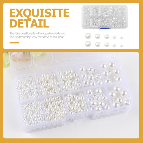 Perles rondes blanches d'imitation pour la création de bijoux (1 boîte) 1