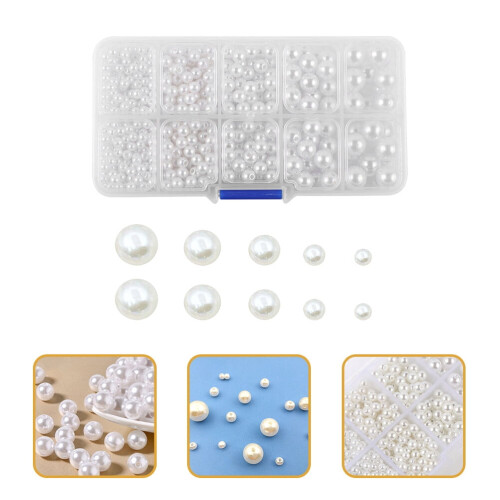 Perles rondes blanches d'imitation pour la création de bijoux (1 boîte) 2