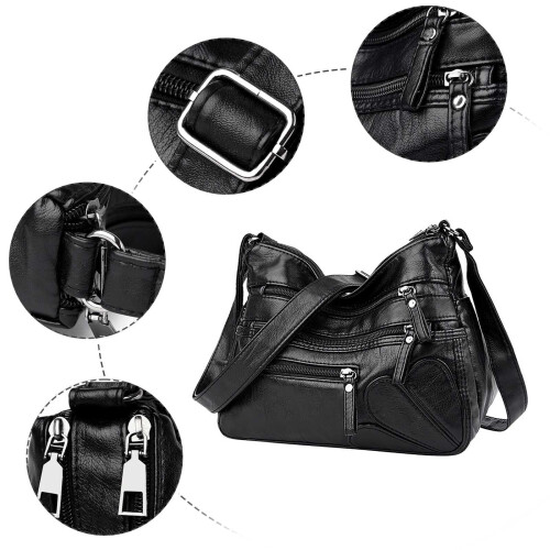 Γυναικεία τσάντα ώμου Crossbody με μαλακές θήκες και φερμουάρ, δερμάτινες τσάντες 2