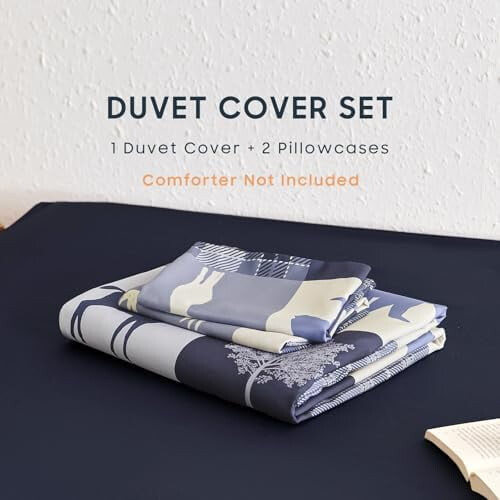 Rustic Duvet Cover Set Blue Beige Queen 3-Piece 1