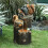 Squirrel Sculpture Solar Water Fountain with LED Lights 5