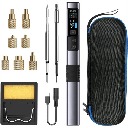 HS02 100W Heat Set Insert Tool 3 Preset Temps, 3S Fast Heating,with M2-M8 Threaded Brass Insert Nuts & Tips