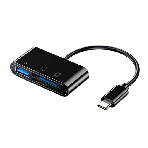 Type C Card Reader  TF Memory Card Reader USB C OTG Adapter High Speed Data Transmitter USB2.0 Card Reader Black