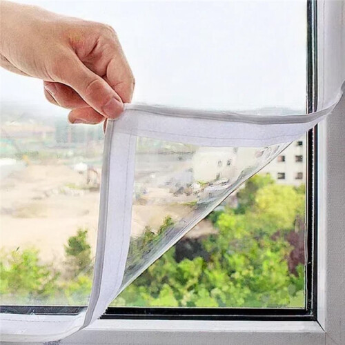 Kit de Isolamento de Janela Reutilizável, 47x63 Polegadas, Película Transparente de 180 Μm, Ventilação Fácil, Vedação Ajustável