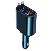Caricabatterie per Auto con Doppio Cavo Type-C da 240 W, Adattatore di Ricarica Rapida per Auto con Cavo Estensibile da 1 A 4, Super Veloce