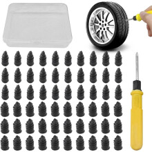 60PCS Tire Repair Rubber Nail, Tire Puncture Repair Tool Kit with Screwdriver,Vacuum Tire Repair Screw Plug,for CarTruck
