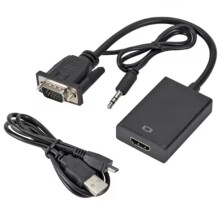 Convertitore Adattatore Compatibile da VGA A , Cavo Adattatore da VGA Maschio A  Femmina Compatibile 1080P con Uscita Audio da 3,5 mm