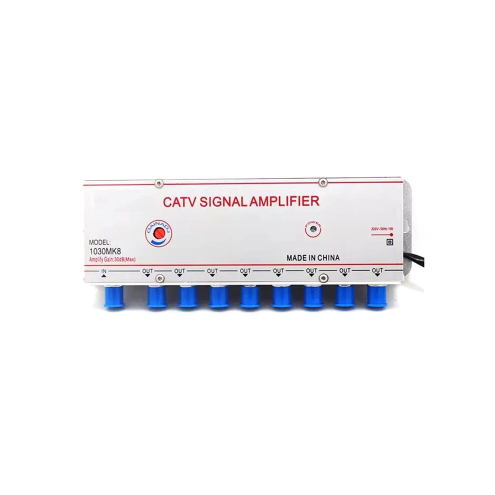 220V 30Db 1030Mk8 1 Input 8 Output Cable Tv Signal Booster Analog Digital Cable Tv Signal Amplifier Eur Plug Eu Plug 6031112885210