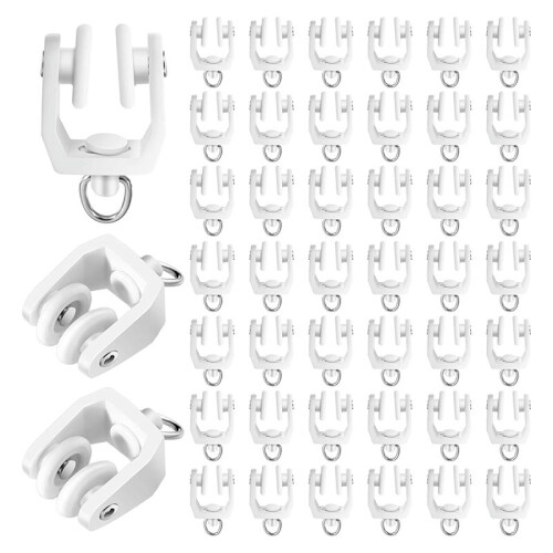 100 Pcs Curtain Track Rollers White Plastic Drapery Rail Gliders for Shower and Window