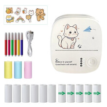 Sticker Printer with 6 Rolls Thermal Paper, Portable Inkless Printer for IOS & Android, Pocket Print Pod