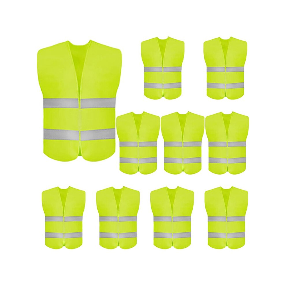 10Pack High Visibility Safety Vest For Traffic Work, Running, Security Guard,Construction Vest With 2 Reflective Strips 4712411540247