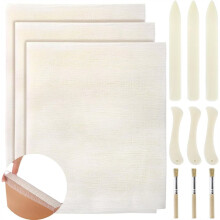 12Pcs Book Binding Cloth Kits,Bookbinding Clothes Fabric Mesh,Bone Folder Paper Creaser and Brushes for Old Books