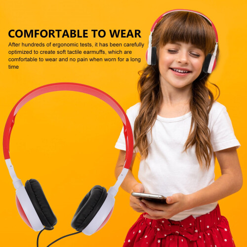 Wireless Kids Headset On Ear Foldable Stereo Headphones Red 1