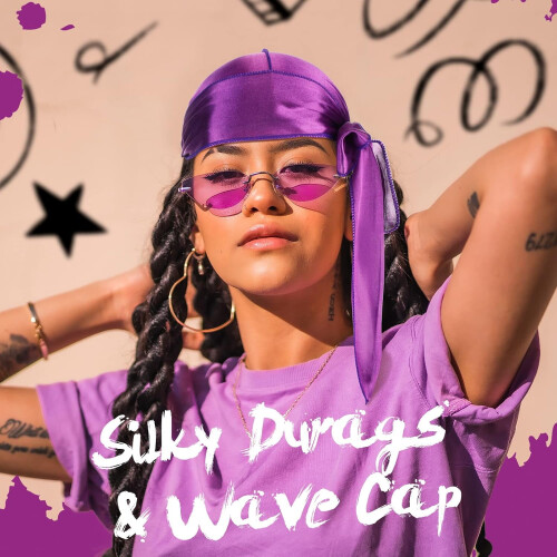 Σετ 1 τεμαχίου Silky Durags που περιλαμβάνει 1 σατέν Durag για άνδρες και γυναίκες με 2