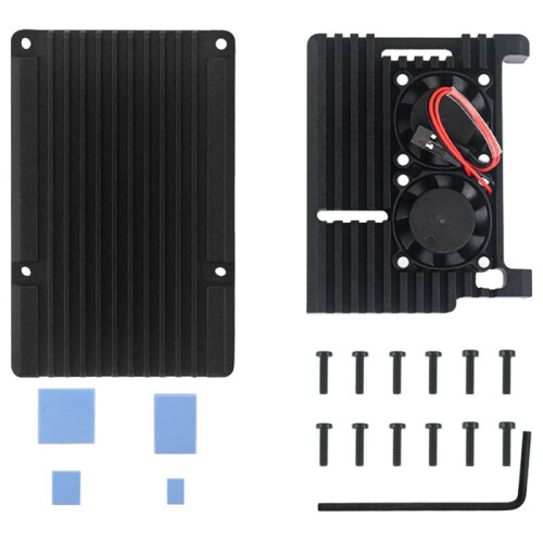 Aluminium Behuizing met Dubbele Koelventilator voor Raspberry Pi 4B