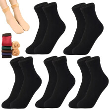 5 paar dikke, met fleece gevoerde thermische sokken, voorzien van een dikke fleecevoering voor warmte en zelfverwarmende eigenschappen.