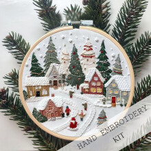 Christmas Embroidery Kit for Adults & Kids – DIY Hand Embroidery Starter Kit with Stamped Pattern, Compatible with Beginners