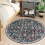 Moroccan Trellis Round Rug Washable Non-Slip 4ft 4