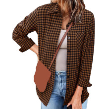 Jachetă pentru femei, imprimeu în carouri, cardigan casual, dantelă, mânecă lungă, bluză, mărime S-2XL
