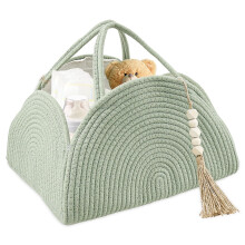 Baby Diaper Caddy Cotton Rope Basket Large Green