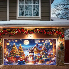 Décoration de porte de garage pour les fêtes, bannière grand format, fond de Noël, décoration extérieure résistante aux intempéries pour la
