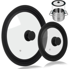 Universal Silicone Pan Lid 2-Pack, Fits 7"-12" Cookware, Compatible with Frying Pans & Cast Iron