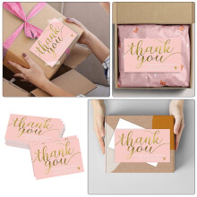 OUNONA 50pcs Elegant Blank Thank You Cards for Customers – Appreciation Notes Compatible with Small Business Orders & Packaging