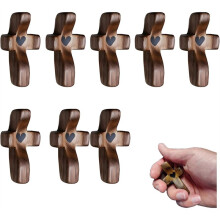 8PCSCross My Heart, Encouragement Gift, Relieve Anxiety Comfort for Clutching, Clinging and Praying, Wooden Fidget