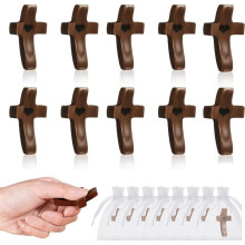 Handmade 10Pcs Wooden Fidget Bulk with Organza Bags - Stress Relief Pocket My Heart for Christian