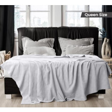Silver 100% Cotton Blanket [Queen Size - 90x90 Inch] 350GSM Lightweight, Soft and Breathable Thermal Blanket for All Seasons