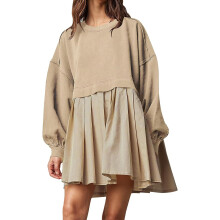 Robe sweat-shirt oversize pour femme, manches longues, col rond, pull-over, coupe décontractée, mini-robe