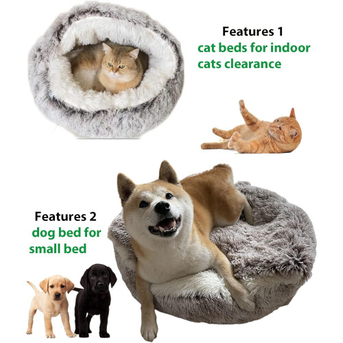 Hooded Cat Bed Cave – Plush Round Pet Bed, Machine 2