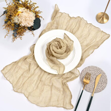 Wrinkled Dinner Napkins Gauze Cheesecloth Napkins 20 x 20 Inch Rustic Boho Table Napkins Decorative for Weddings Parties Event Home Table(Khaki,6PCS)