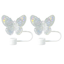 Lot de 2 couvre-pailles papillon de 10 mm pour gobelets de 30/40 oz, réutilisables et écologiques.