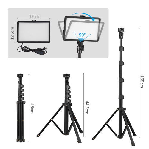 Κιτ 2 φώτων βίντεο USB LED, δίχρωμο, φωτεινότητα 10 επιπέδων, βάσεις και φίλτρα —