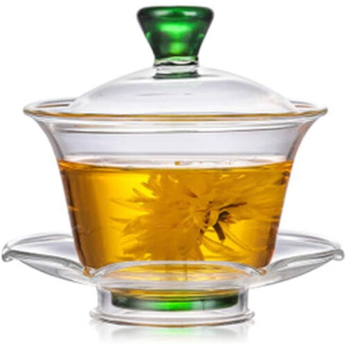 Κινέζικο γυάλινο ποτήρι τσαγιού Gaiwan Traditional Kongfu 170ml, κλασικό σετ τσαγιού με καπάκι