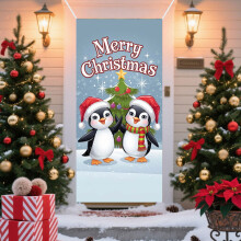 Décorations de porte de Noël, tenture murale pour porche et entrée, décoration de Noël pour les fêtes de fin d'année et d'hiver, décoration