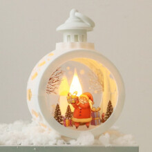 LED Snow Globe Lantern with Swirling Glitter & Retro Santa – Battery Operated Christmas Decor, Compatible with Holiday Home Decor