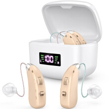 Rechargeable Hearing Aids for Seniors, Noise-Canceling Digital Hearing Amplifier with Charging Case, Compatible with Adults with Hearing Loss
