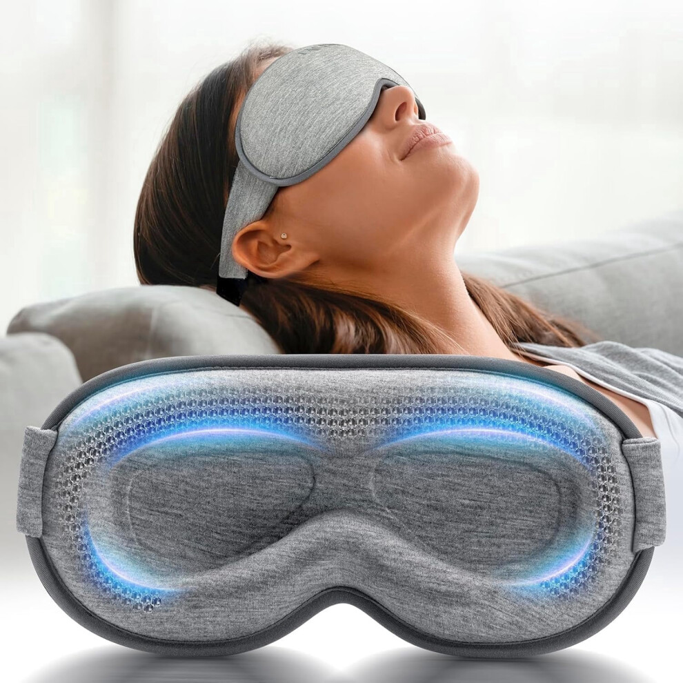 Gray Weighted Sleep Mask Blackout Comfort Memory Foam 3D Contoured For Women And Men Lash Extension Friendly Travel Essential