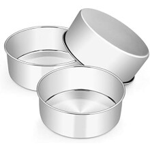 3-teiliges Set aus runden Edelstahl-Kuchenformen (8 Zoll x 3 Zoll).