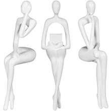 Statue du Penseur Doré, Sculpture Abstraite en Résine pour la Décoration de la Maison/du Bureau, Idée Cadeau Excellente (Assis, Blanc)