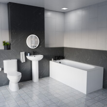 Nes Home White 500mm Round Slim Edge Pedestal Basin Toilet Bath & Front Panel