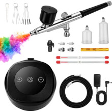 Airbrush Kit with Air Compressor, 48 PSI 10 L/Min High Pressure Air Brush Kit with 0.3/0.5mm Cleaning Sets US Plug A